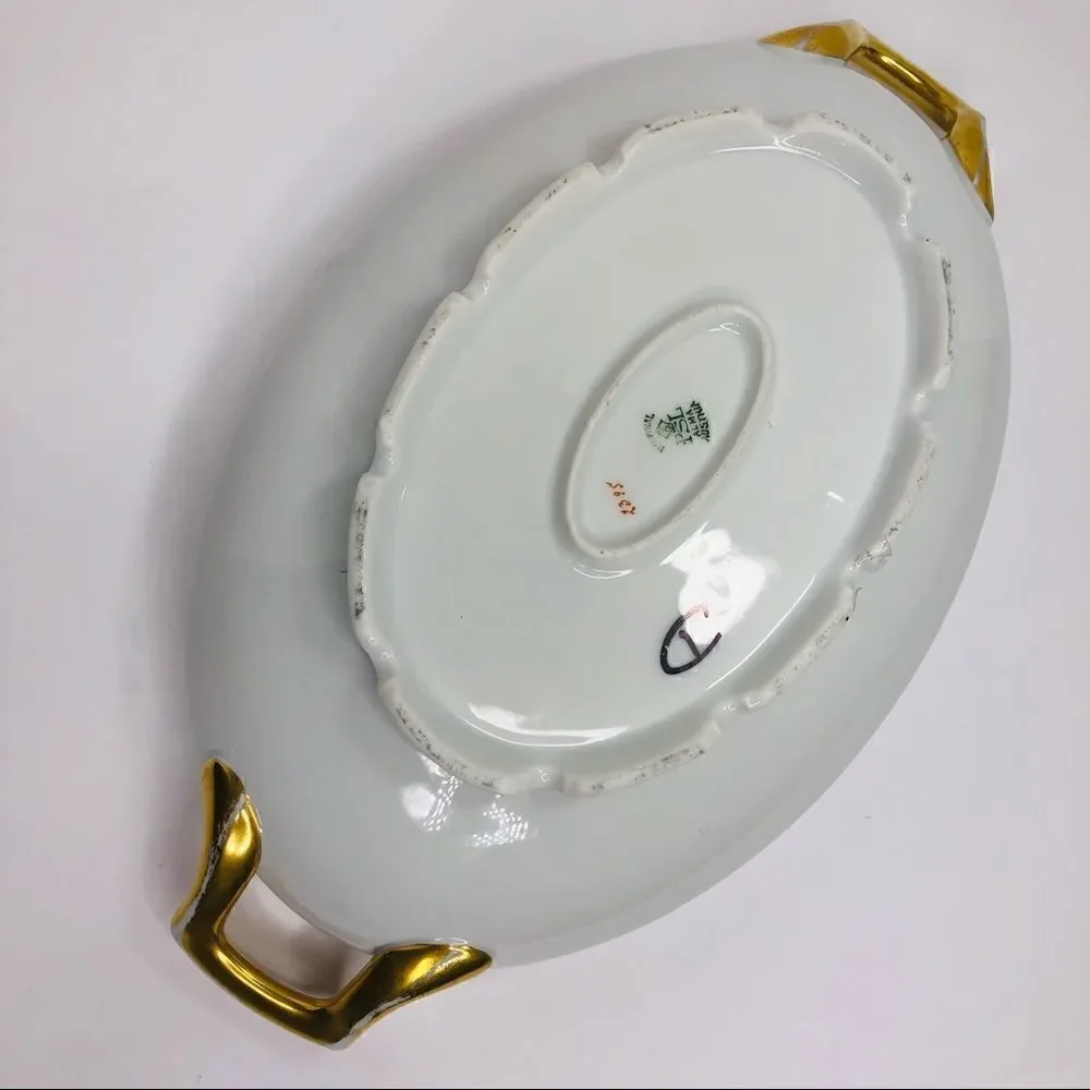 Vintage PSL Imperial Austria Porcelain Soup Tureen With Lid – Gold Trim, Oval Se